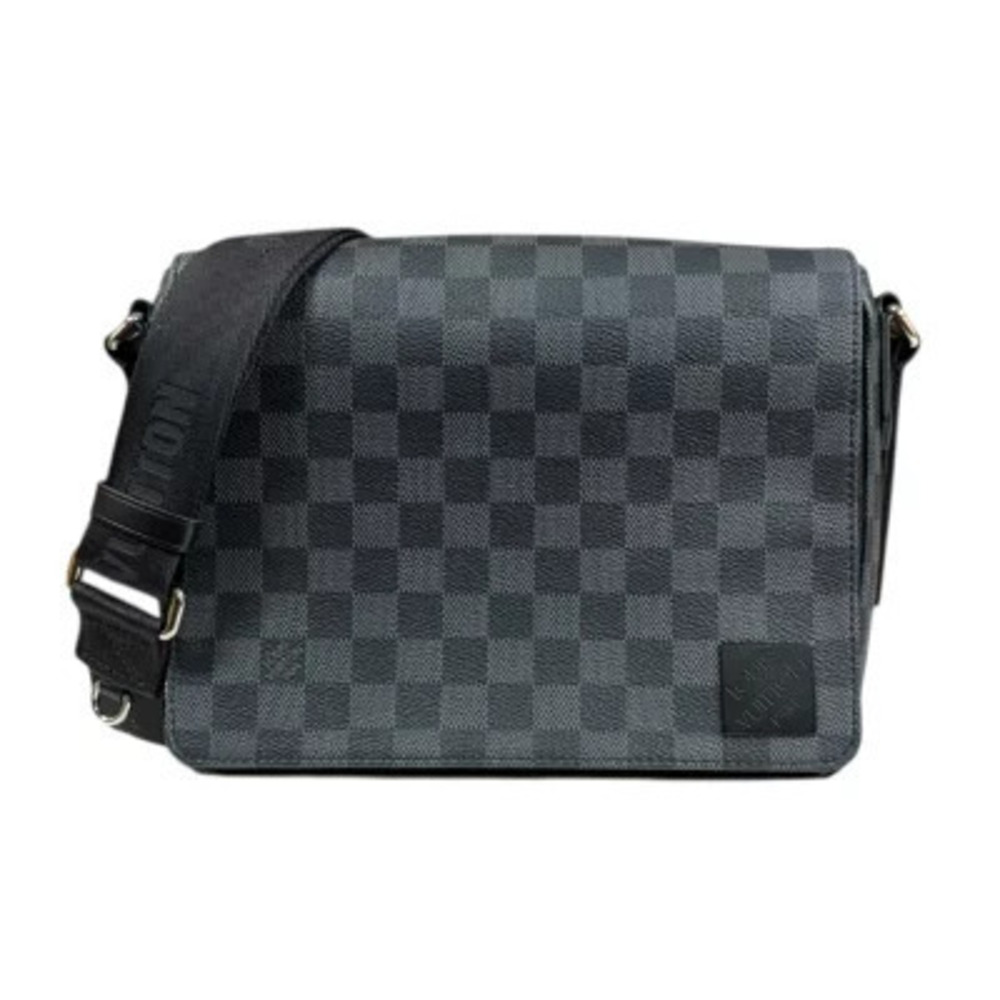 Louis Vuitton District Damier Graphite Black Shoulder Bag Canvas Black